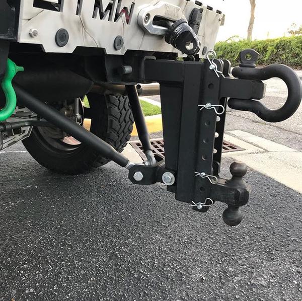 BulletProof Hitches - Adjustable Drop Hitch with Stabilizer Bars & Shackle Attachment