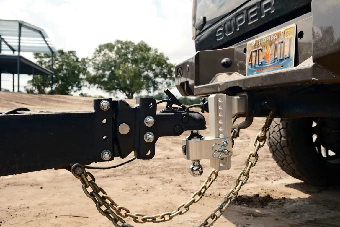 2.5&quot; Aluminum Medium Duty 6&quot; Drop/Rise Hitch In Use 