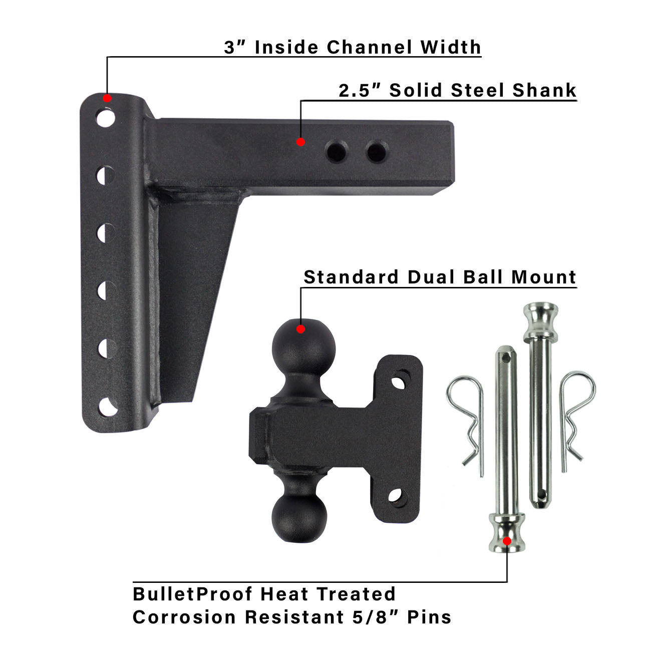2.5-Inch Heavy Duty 6-Inch Drop/Rise Hitch- Parts Included