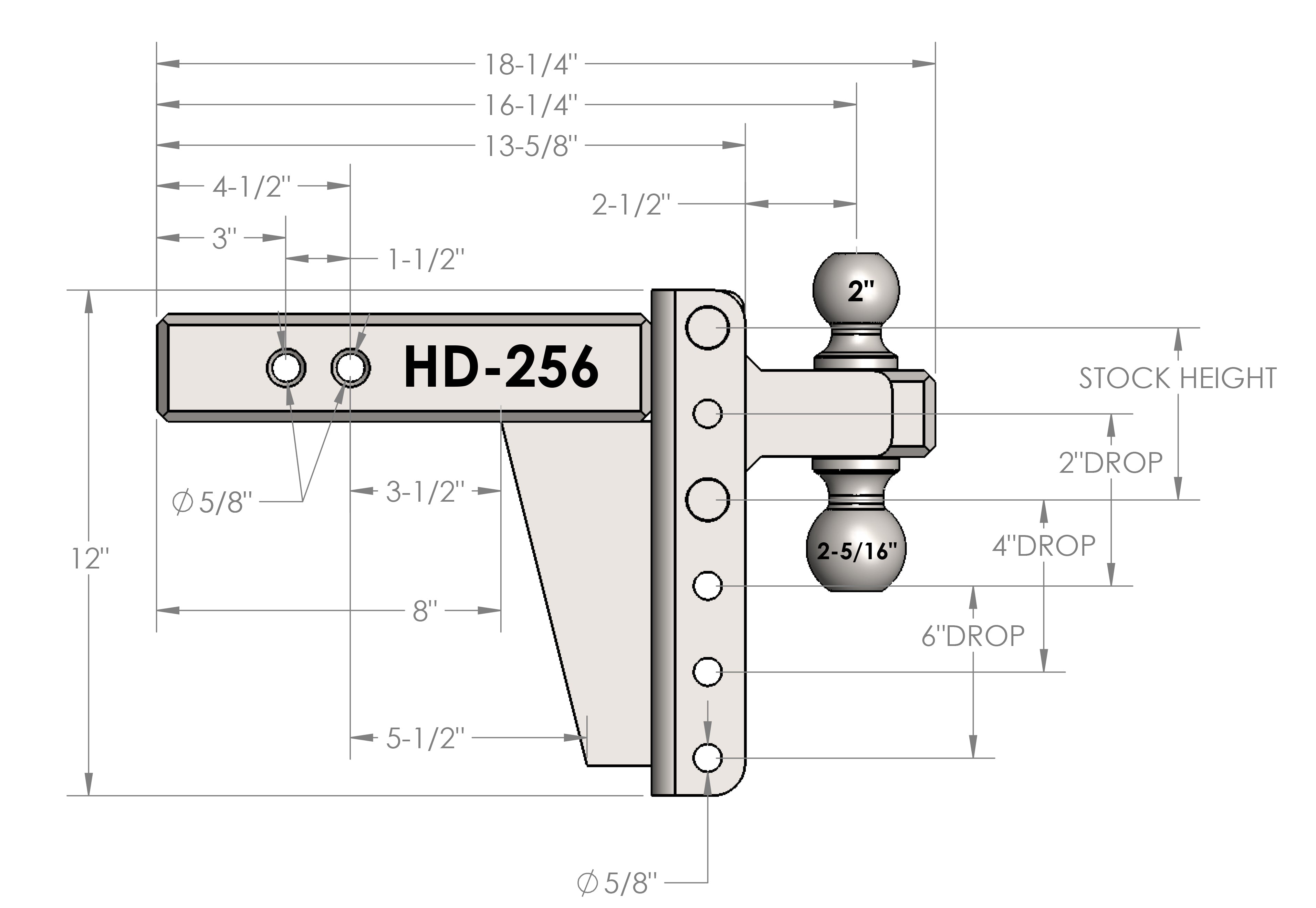 2.5-Inch Heavy Duty 6-Inch Drop/Rise Hitch- Production Specifications