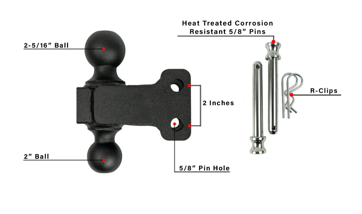 2.5" Medium Duty 6" Drop/Rise Hitch- MEDIUM DUTY DUAL BALL MOUNT